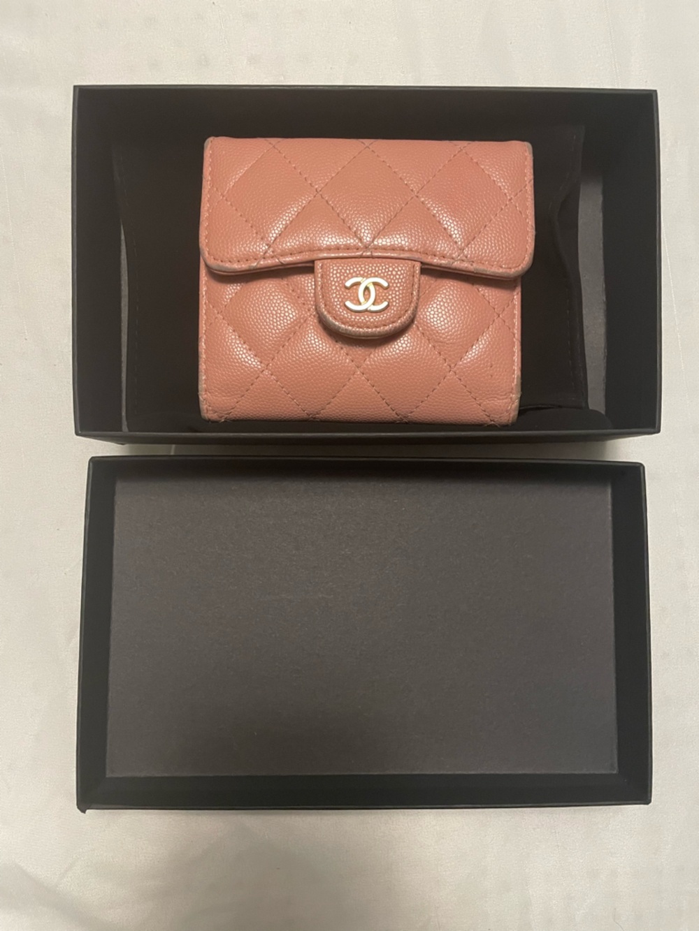 CHANEL Quilted Small Wallet in Dusty Pink with Gold CC Hardware